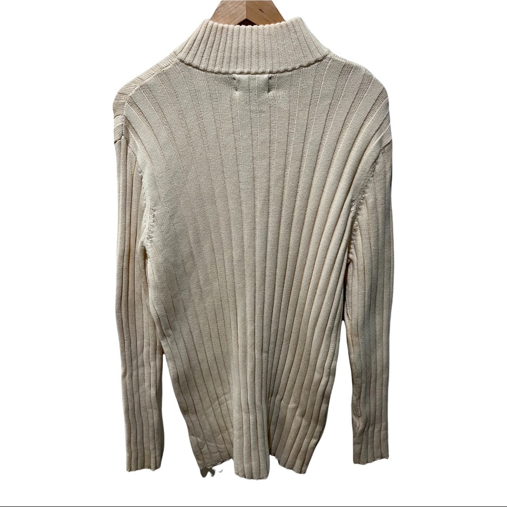 LAUREN RALPH LAUREN CREAM MOCK NECK RIBBED 1/4 ZIP LS SWEATER SIZE LARGE - Picture 12 of 15